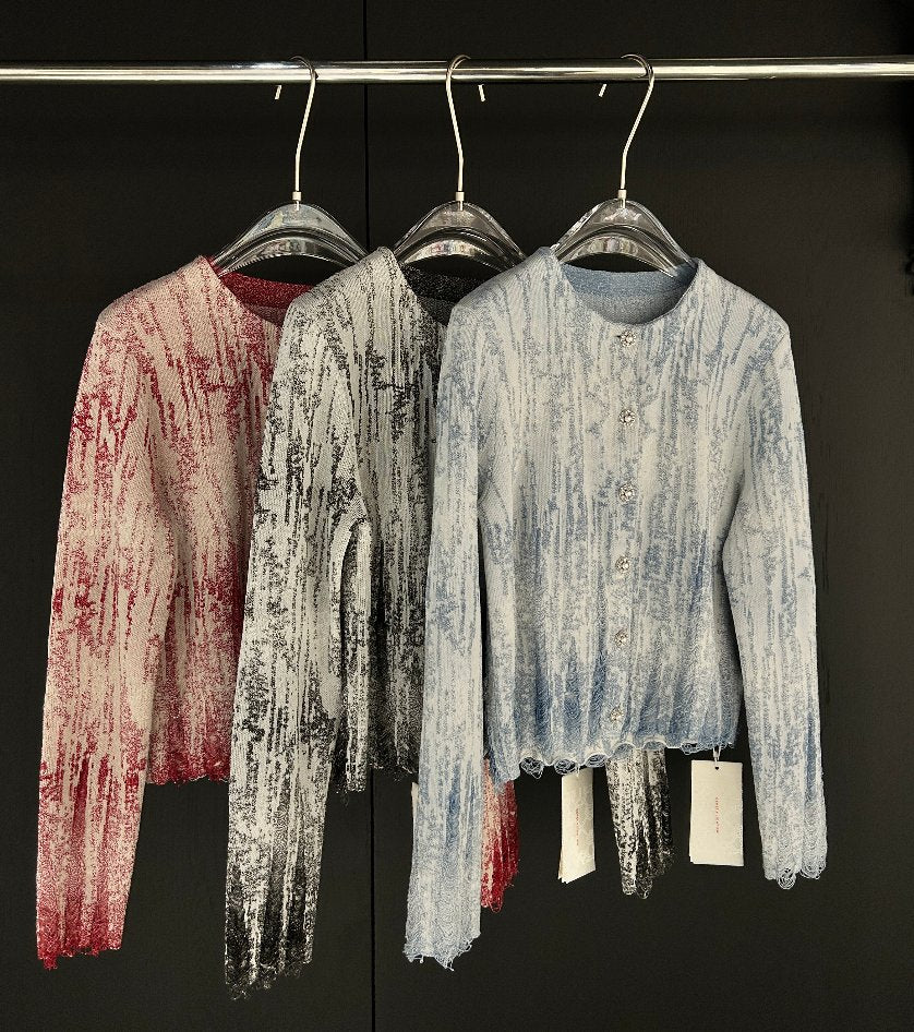 Distressed Texture Lightweight Knit Cardigan