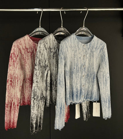 Distressed Texture Lightweight Knit Cardigan