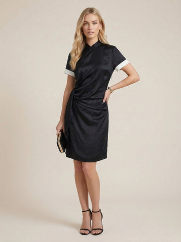 Cheongsam Pleated Mini Dress