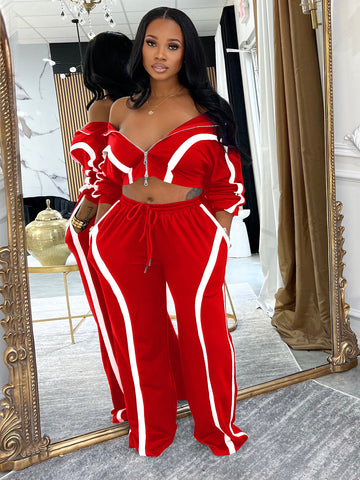 Zip Up Colorblock Lounge Pant Set
