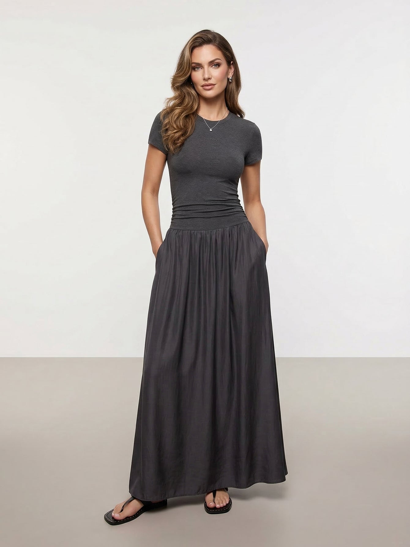 MO&Co. Paneled Detail Maxi Dress