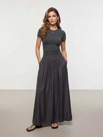 MO&Co. Paneled Detail Maxi Dress