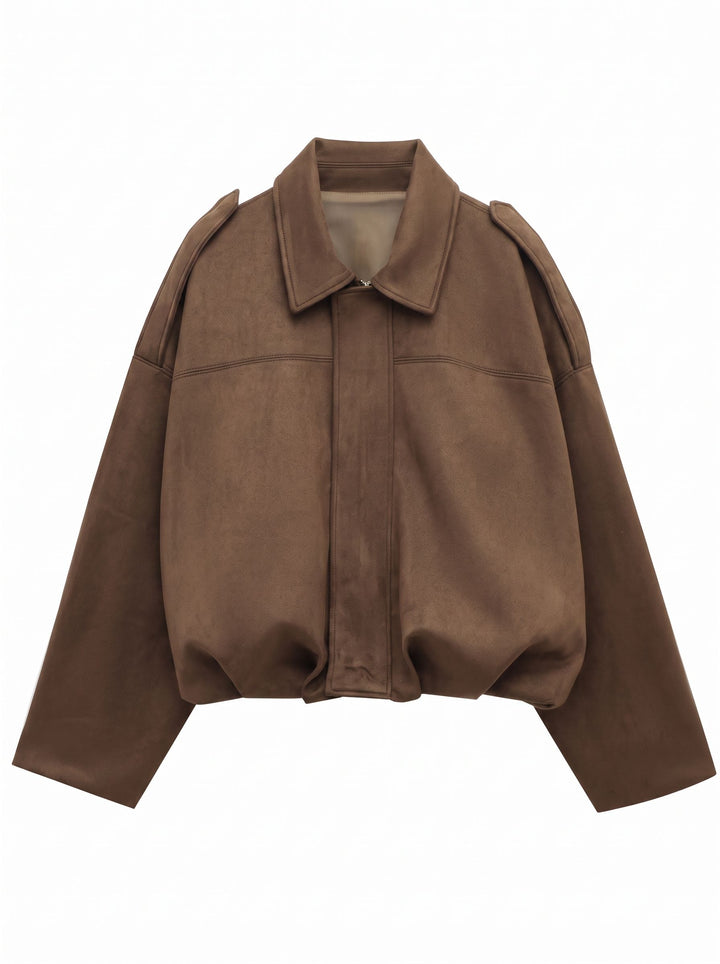 Oversized Suede Bubble Hem Jacket