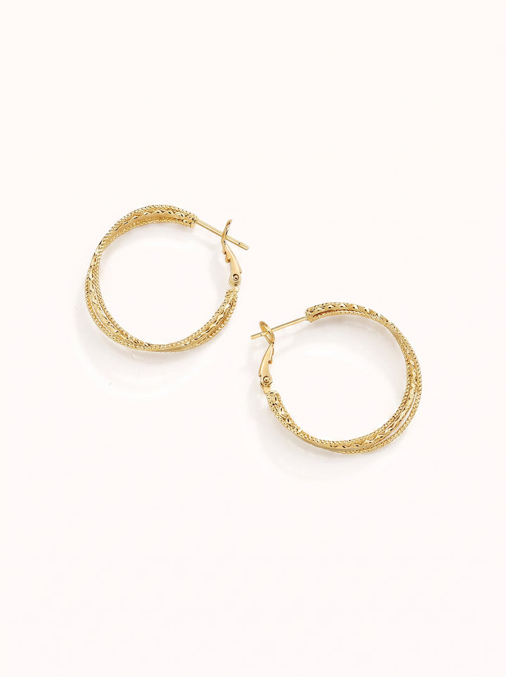 Textured Gold Minimalist Hoop Earrings