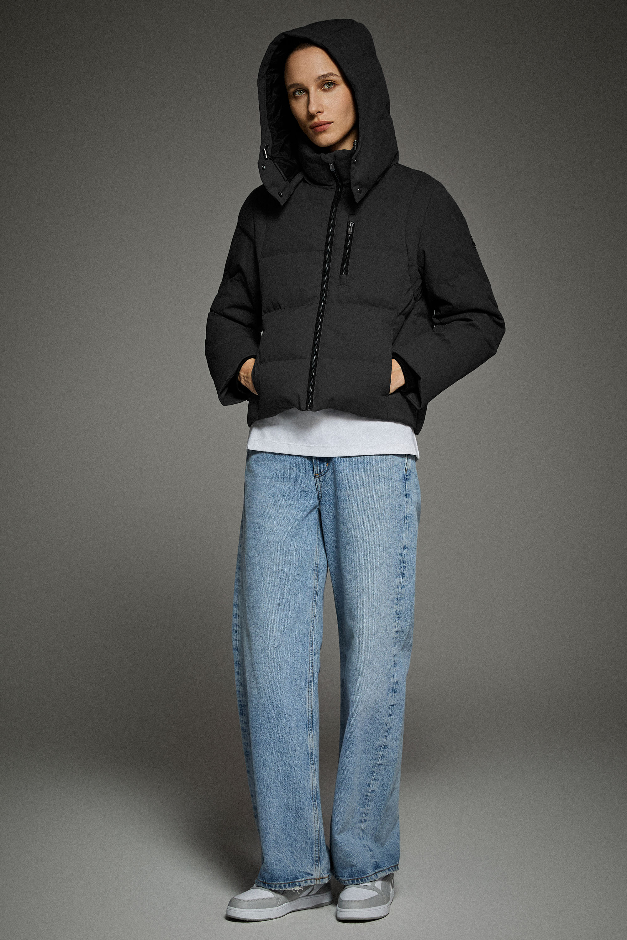 Cropped Hooded Puffer Jacket
