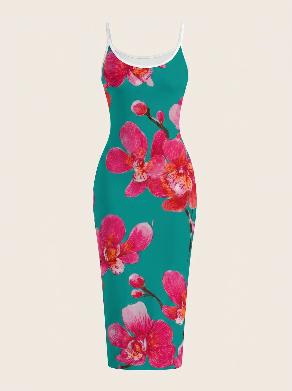 CAPRI Floral Print Sleeveless Bodycon Midi Dress