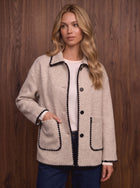 Contrast Trim Wool Blend Jacket