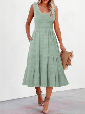 Smocked Tiered Midi Dress