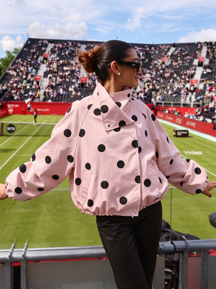 Polka Dot Stand Collar Jacket