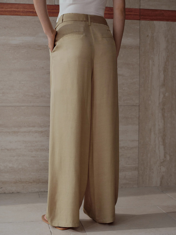 High Waisted Tie Front Trousers