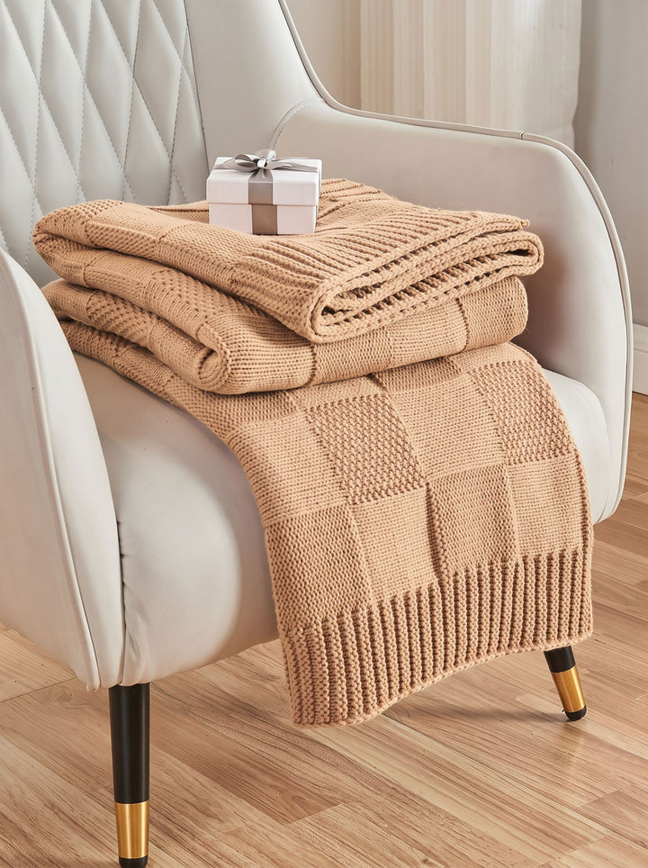 Soft Chunky Knit Textured Throw Blanket