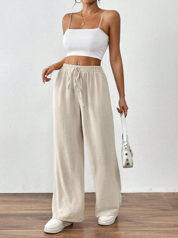 Wide-Leg Drawstring Lounge Pants-Multicolor