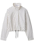 Polka Dot Cropped Stand Collar Jacket
