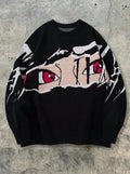 Oversized Anime Graphic Knit Sweater
