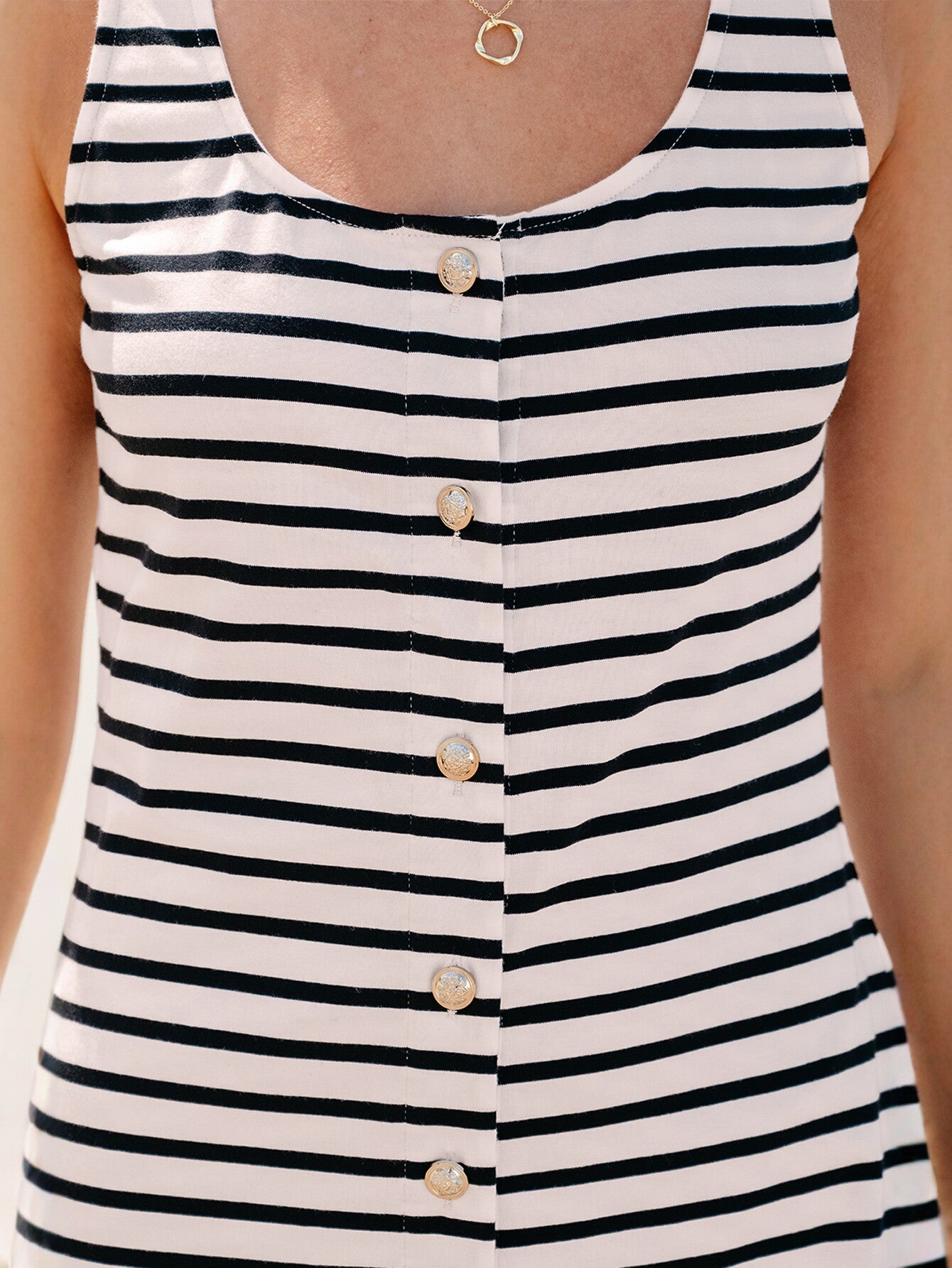 Striped Button Front Midi Dress