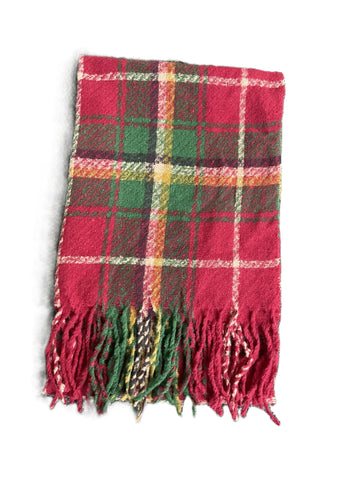 Cozy Plaid Holiday Tassel Scarf