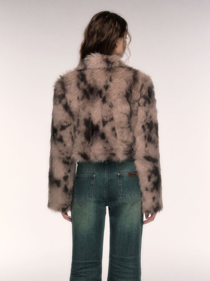 Cropped Plush Faux Fur Jacket
