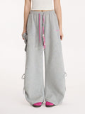Drawstring Splatter Print Wide Leg Pants