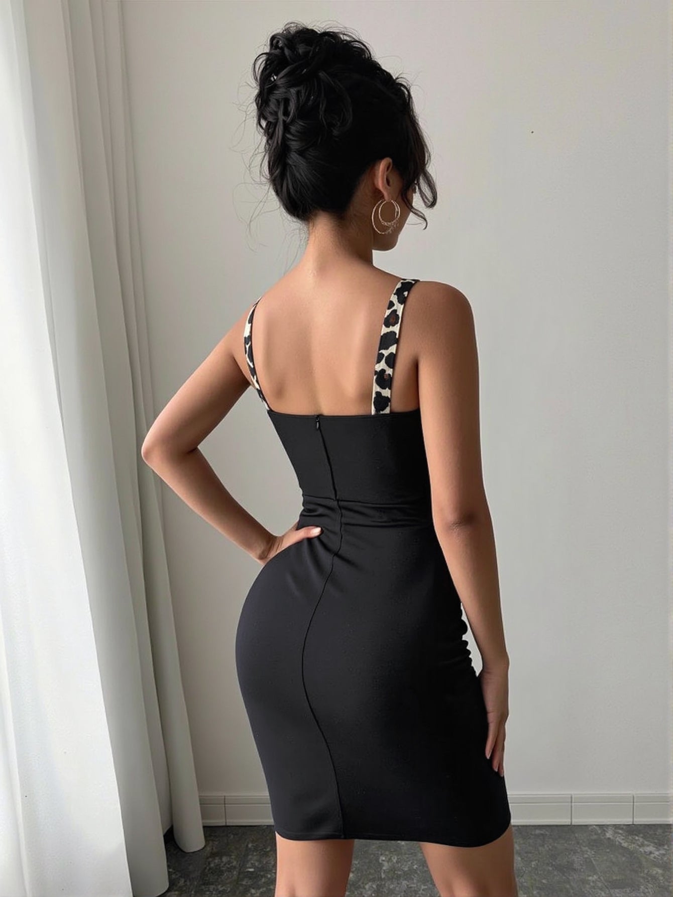 Bodycon Spaghetti Straps Night Out Mini Dress-Leopard