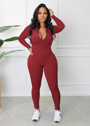 Slim Fit Zip Up Jumpsuit