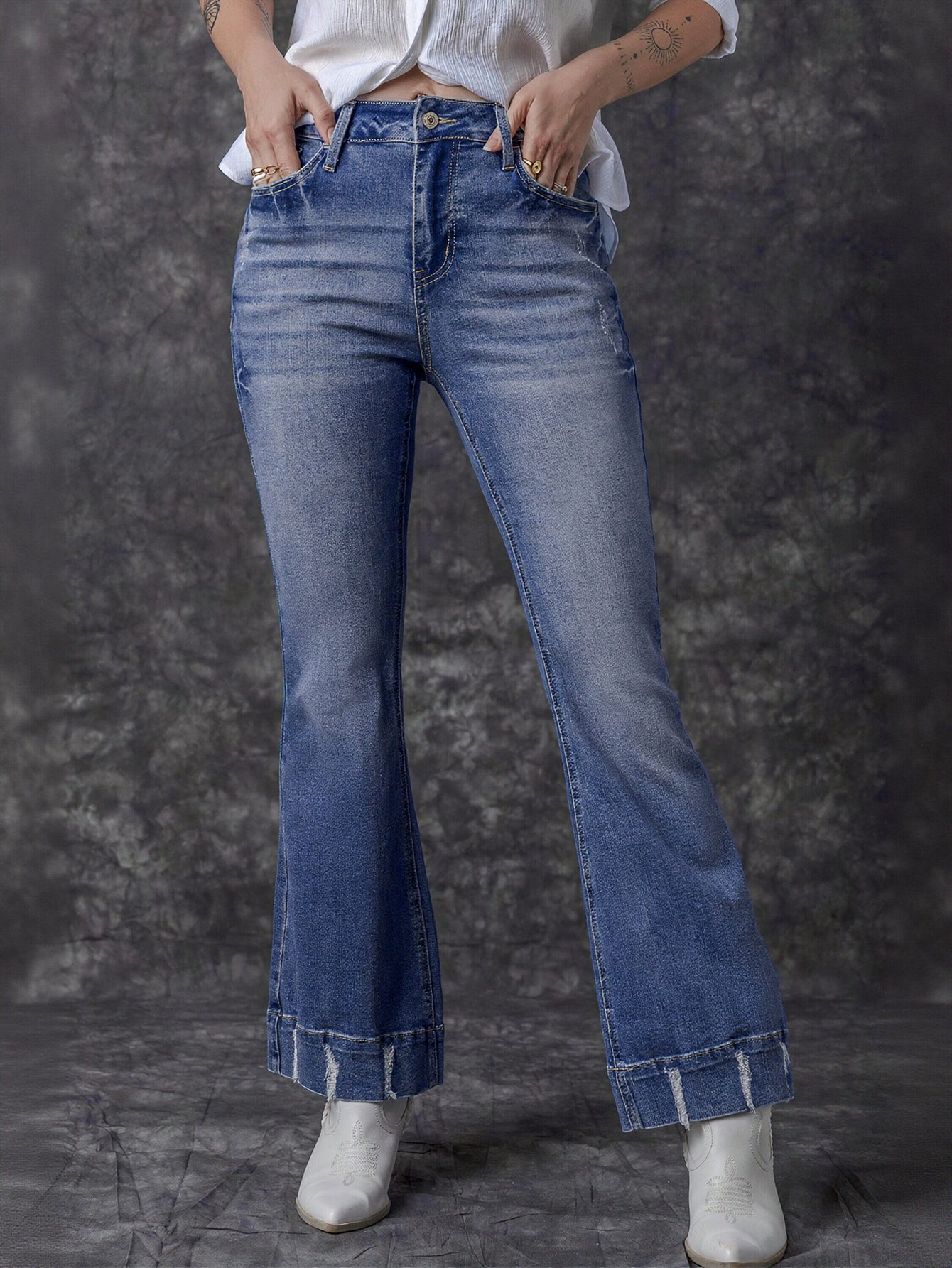 High Waist Flare Leg Jeans