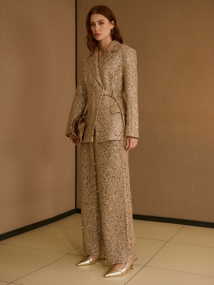 Sparkly Sequin Tweed Blazer Jacket