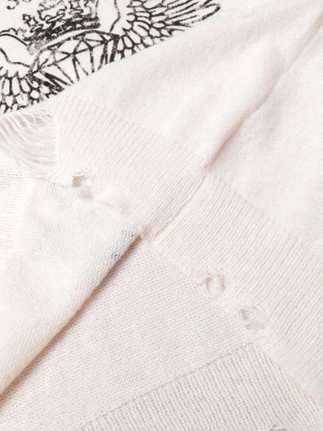 Distressed Graphic Oversized Knit Sweater