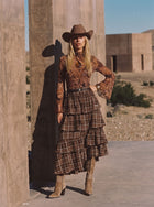 Plaid Ruffled Asymmetrical Tiered Skirt