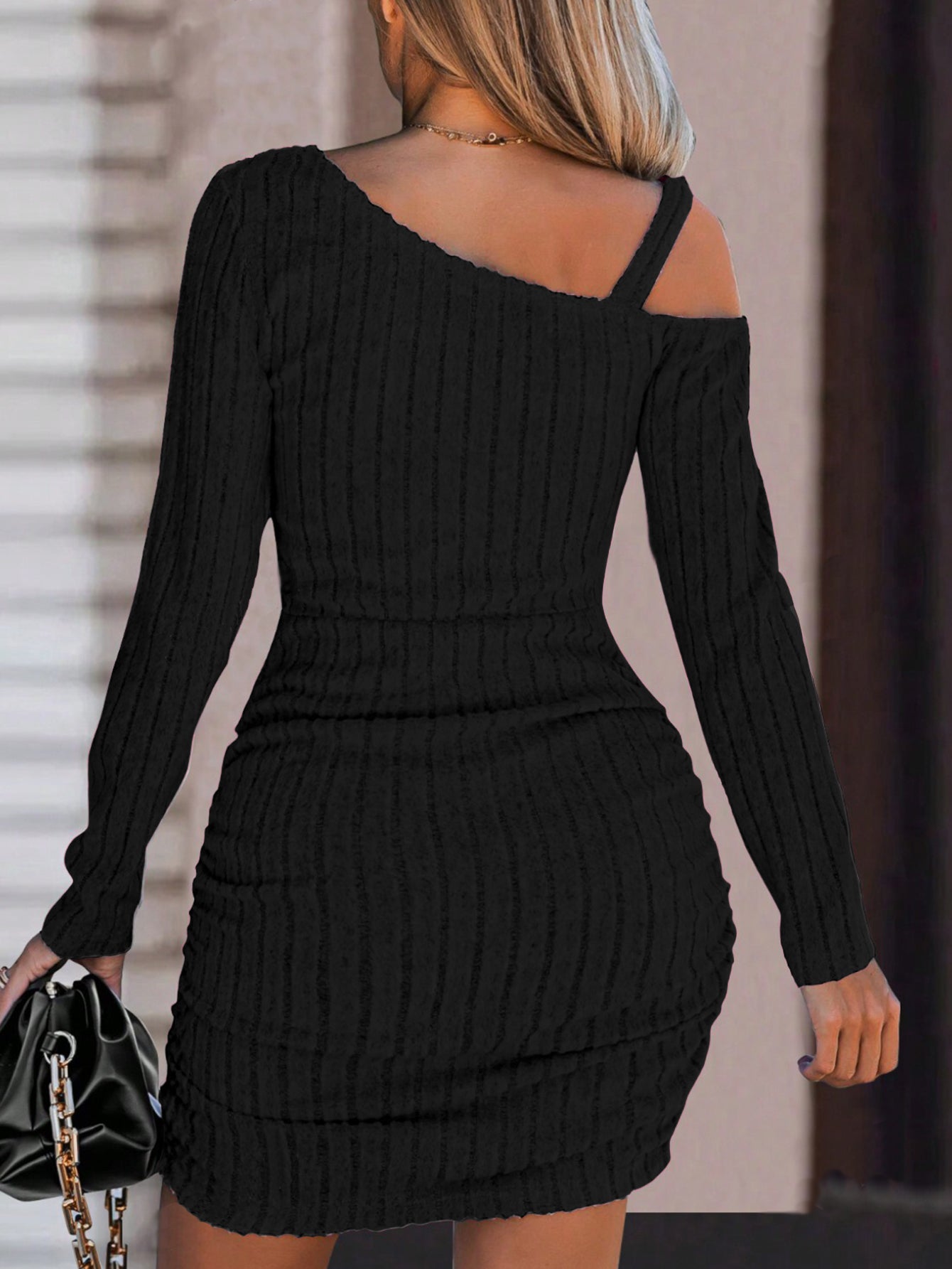 Chain Detail Ribbed Bodycon Dress