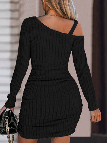 Chain Detail Ribbed Bodycon Dress