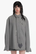 Oversized Heart Detail Blazer Jacket