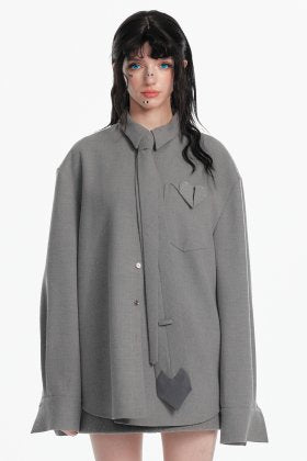 Oversized Heart Detail Blazer Jacket