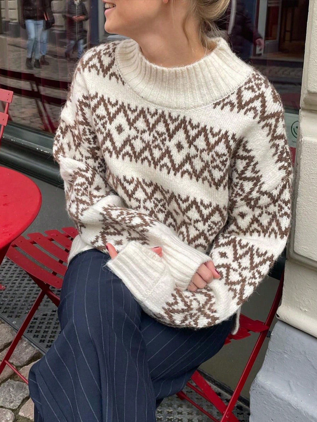 Cozy Fair Isle Pattern Pullover Sweater