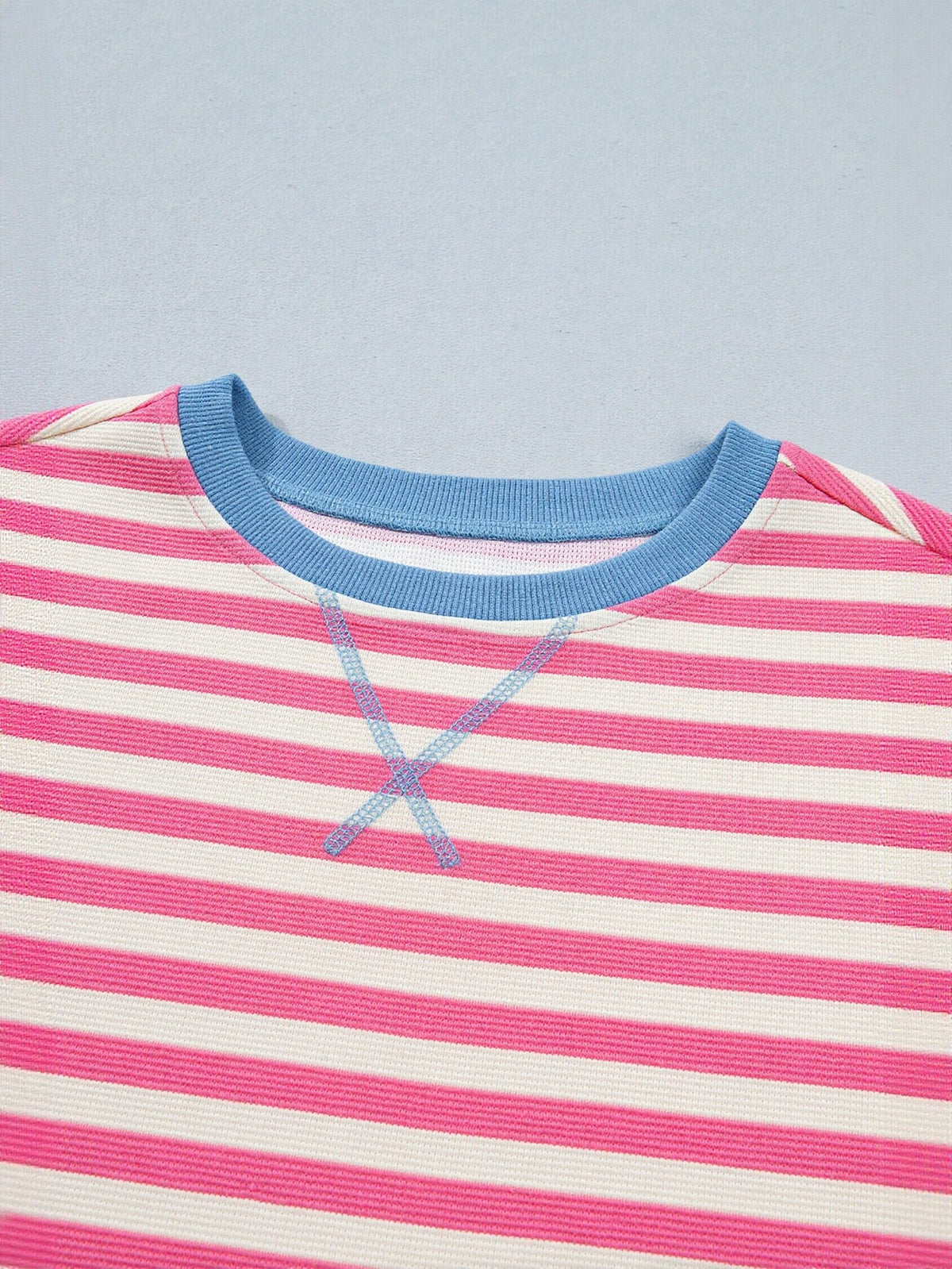 Casual Striped Contrast Trim T Shirt