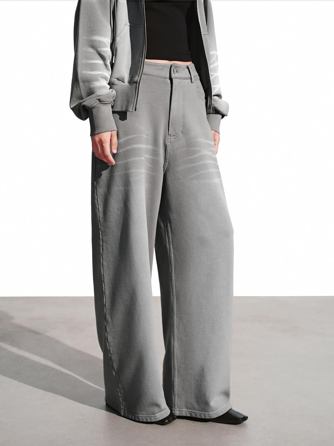 Urban Revivo Wide Leg Pants-Dark Gray