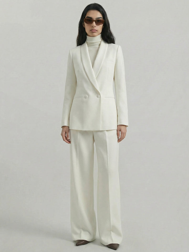 SAIA Pleated High-Waisted Elegant Pants-White