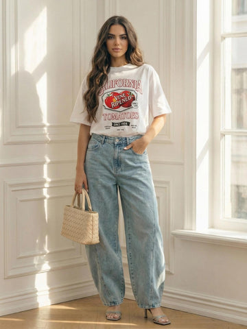 High Waisted Baggy Wide Leg Jeans