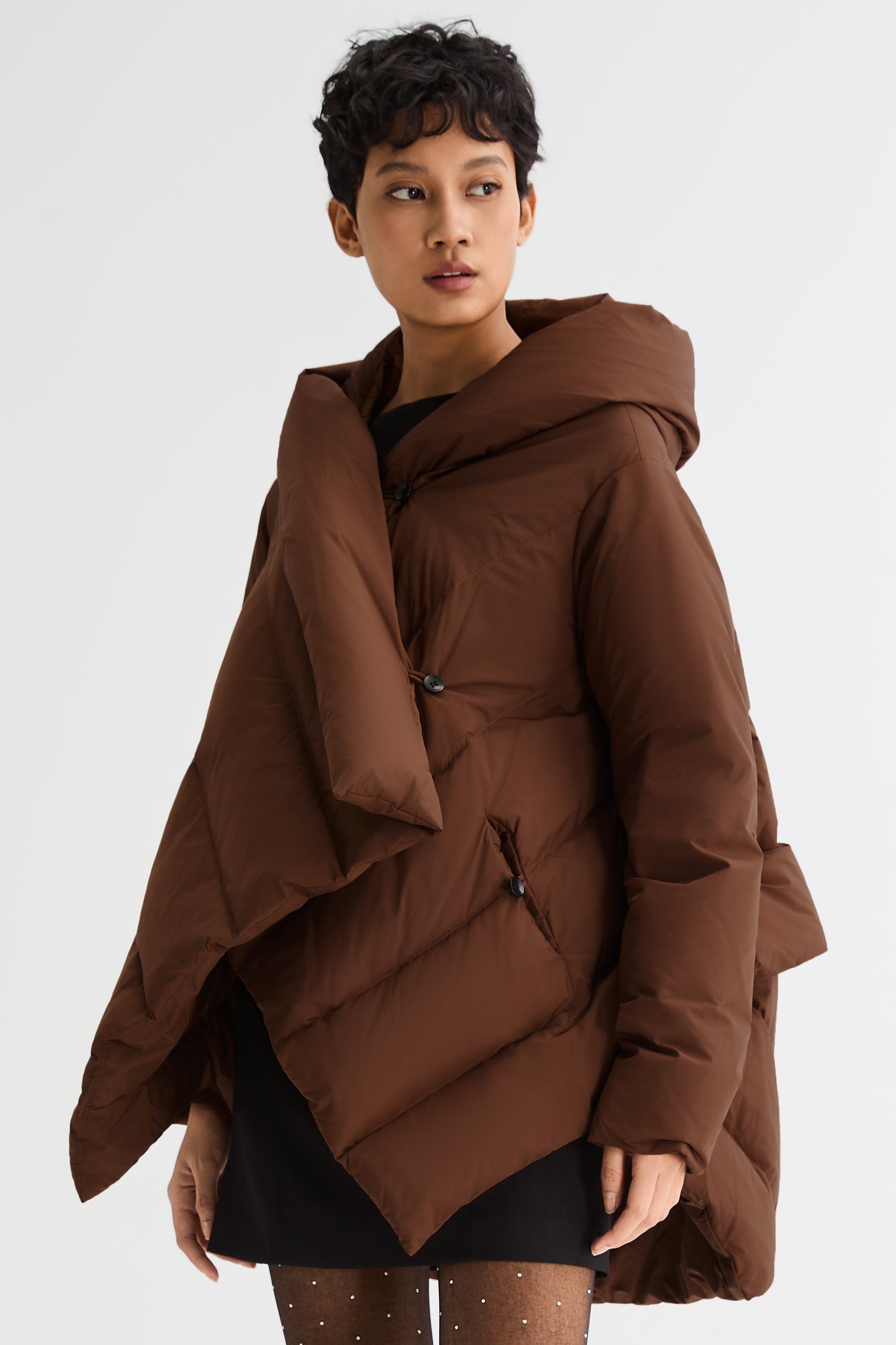 Oversized Quilted Wrap Puffer Jacket