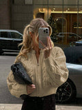 Chunky Cable Knit Zip Cardigan