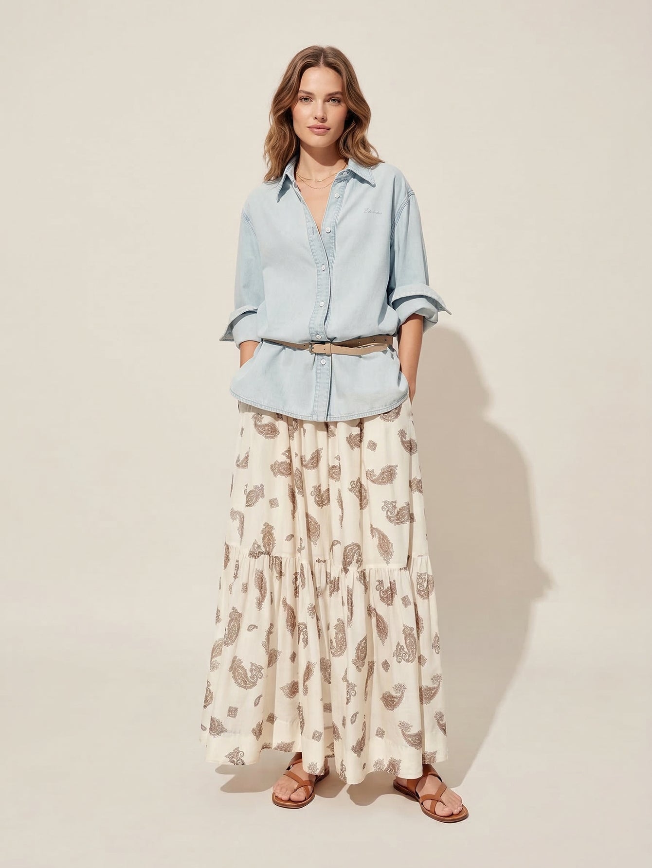 Paisley Pattern Tiered Skirt