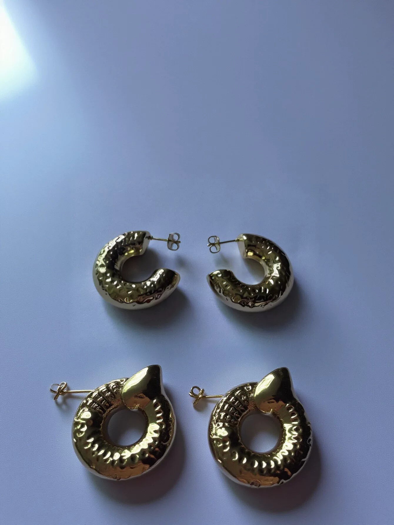 Chunky Hammered Gold Hoop Earrings