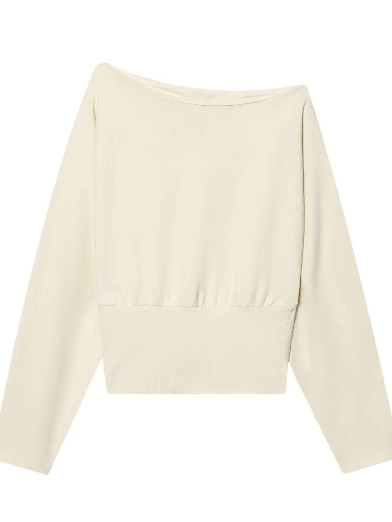 Off Shoulder Cropped Fitted Sweatshirt