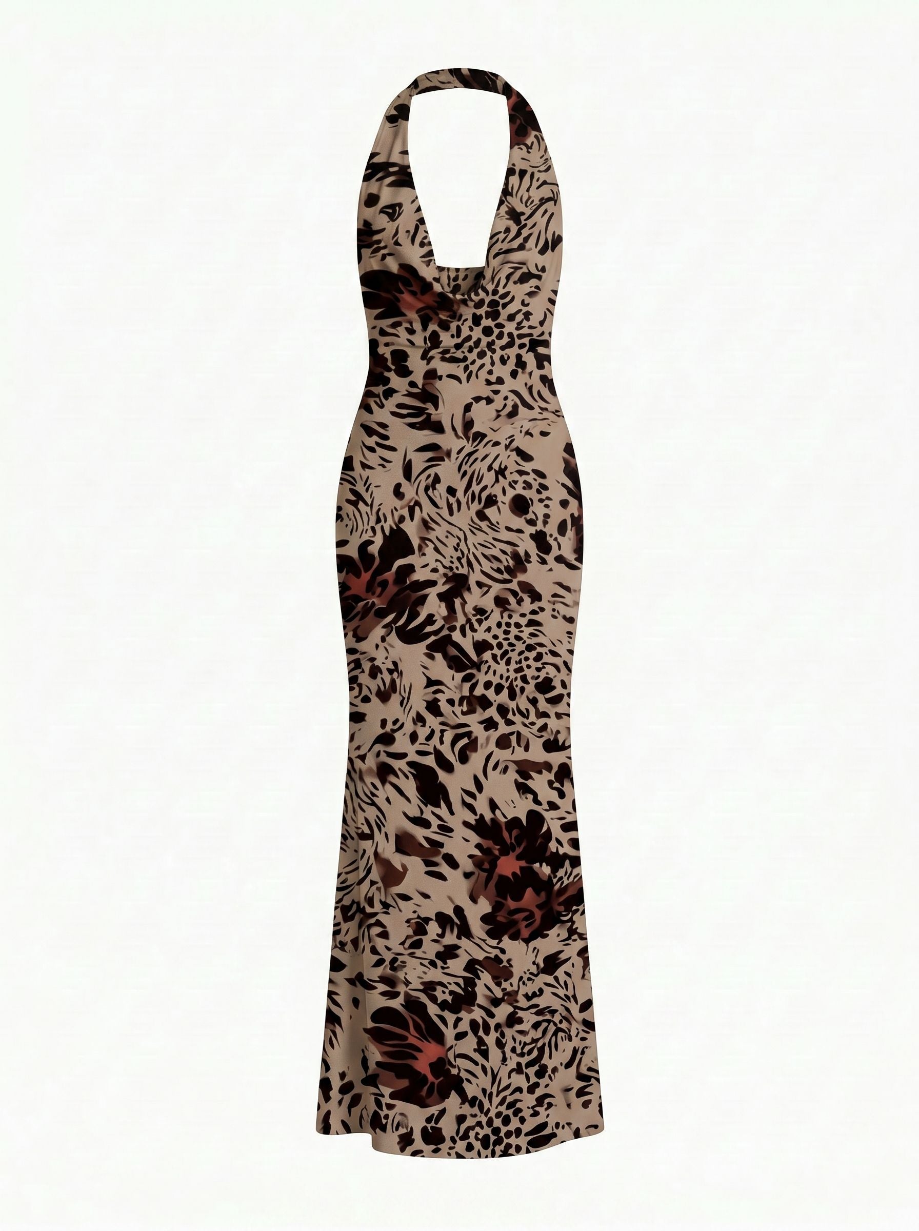 Floral Print Cowl Neck Bodycon Maxi Dress