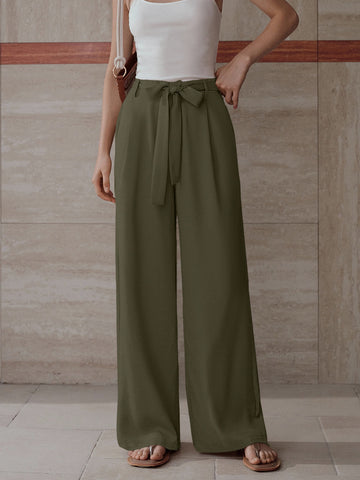 High Waisted Tie Front Trousers
