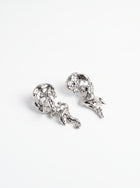 Abstract Liquid Silver Statement Stud Earrings