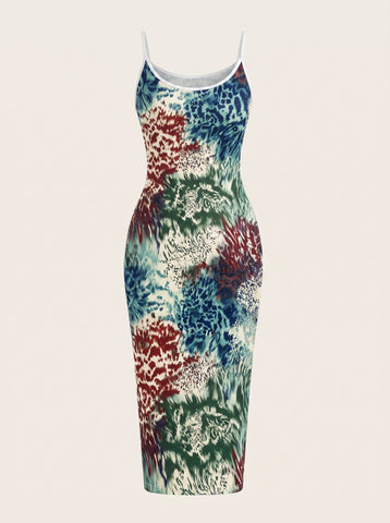 CAPRI Floral Print Sleeveless Bodycon Midi Dress