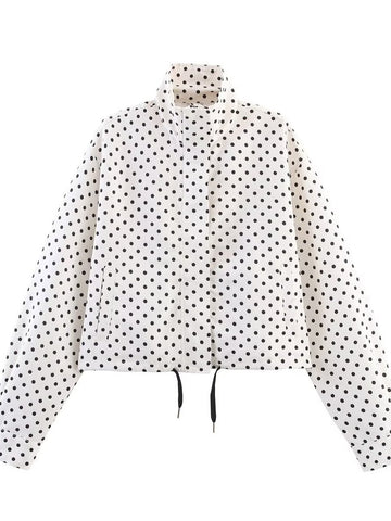 Polka Dot Cropped Drawstring Jacket