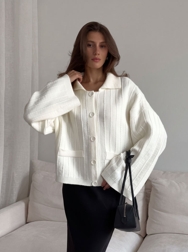 Oversized Ribbed Knit Button Up Cardigan