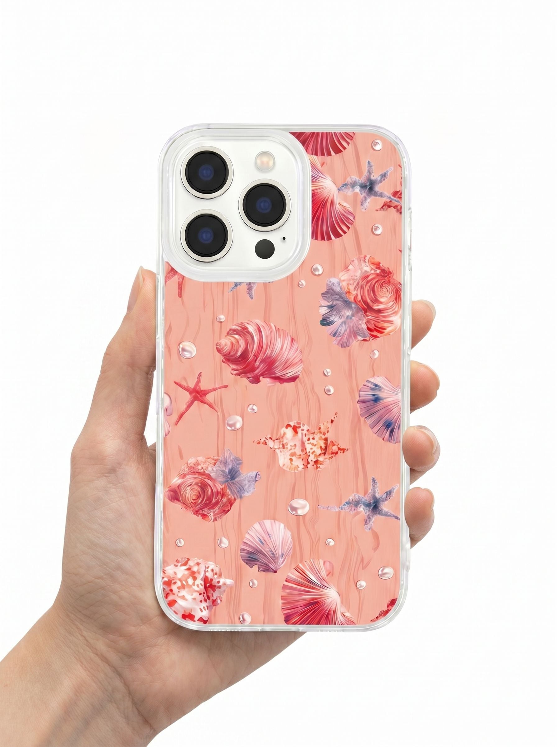Pink Seashell Clear Protective Phone Case