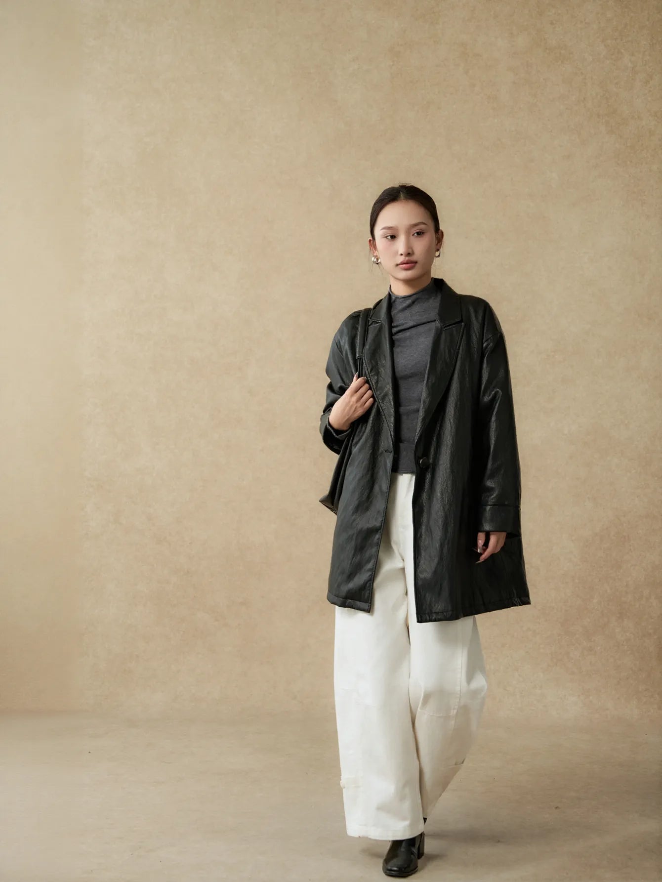 Oversized Vegan Leather Padded Jacket